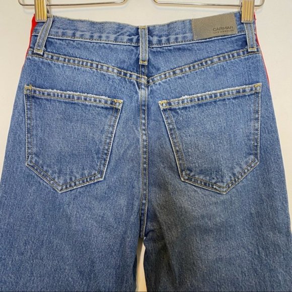 Carmar Los Angeles Ursula Taylor High Rise Red Twill Trim Straight Jeans 25 - Picture 8 of 13